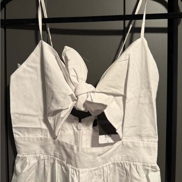 NWT Topshop White Tie Front Cut Out Midi Dress - Size 4 - Picture 2 of 4